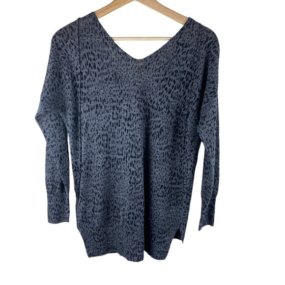 Rebecca Taylor Gray Leopard Print Alpaca Blend Sweater - Picture 3 of 8